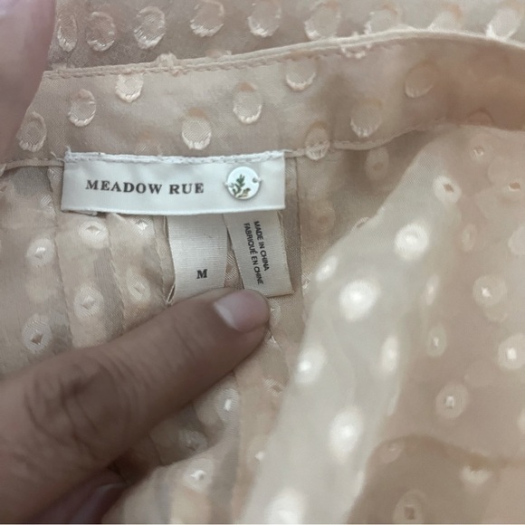 Vintage Anthropologie Meadow Rue Peach Medium Long Sleeve Button Blouse 75% Silk - Picture 7 of 9